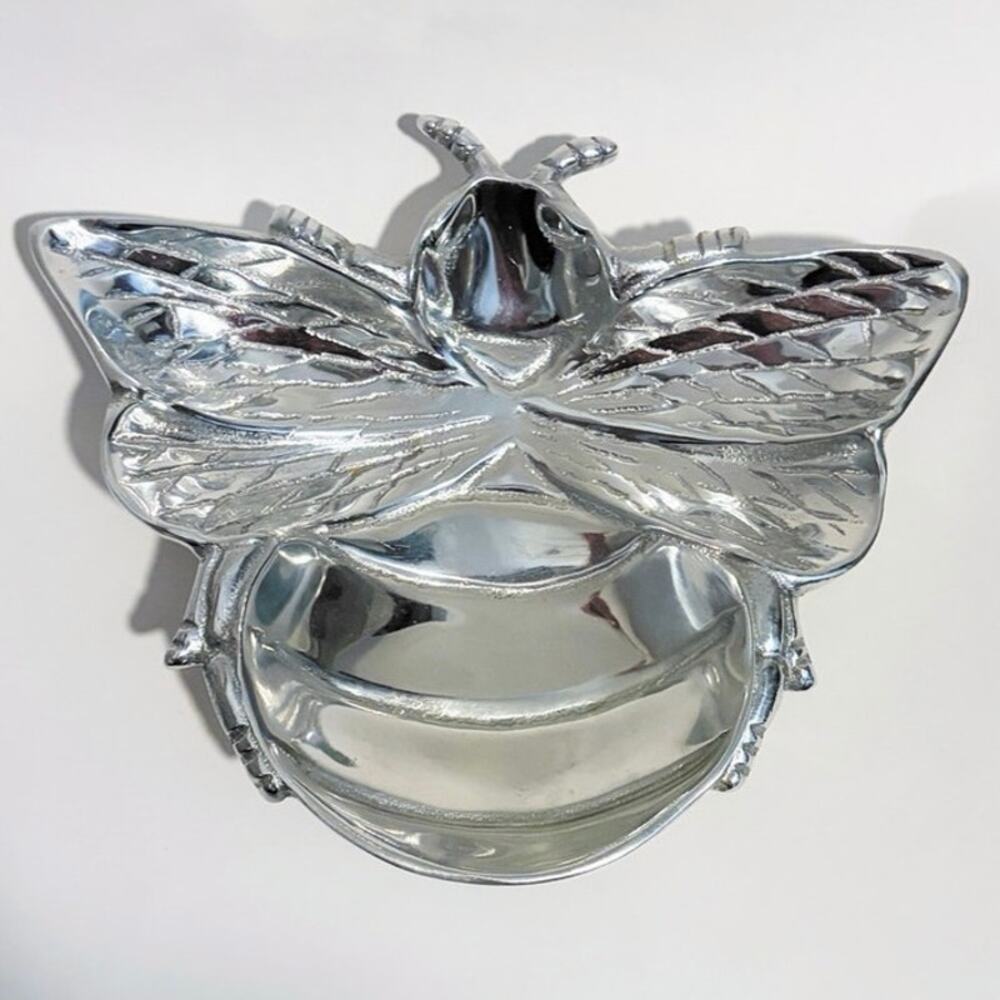 Mariposa Honeybee Nut Dish Plate Silver Collector